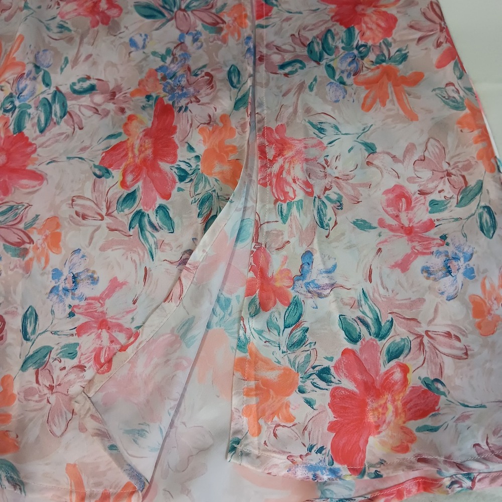 Floral Pink Satin Slip Dress with Cowl Neck - Picture 5 of 12